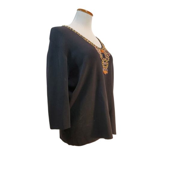 Joseph A Woman Qu'Est Cequec 'Est Silk Vintage Black Beaded 1990s VTG Sweater 1X - Picture 7 of 16